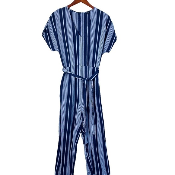 RAILS Striped Angela Wide Leg Jumpsuit in Navy Stripe Size Large - Picture 2 of 16